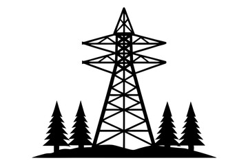 power transmission tower silhouette vector 