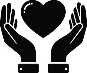 Fototapeta premium Vector Icon of Hands Holding Heart Love, Care, and Healthcare Symbol