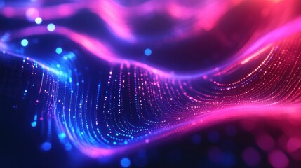An innovation-focused background with abstract glowing shapes and futuristic neon aesthetics.