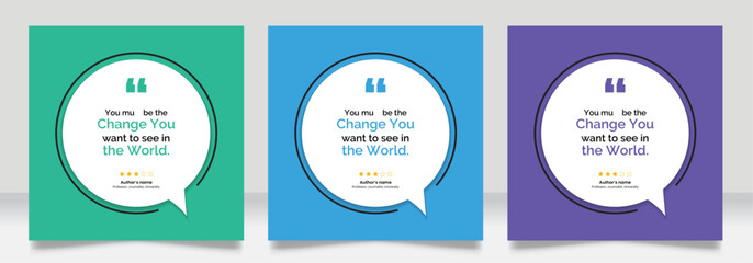 Social media post motivation quote template. 3D bubble testimonial banner, quote, infographic. Good for Inspirational speech bubbles, quote bubbles and text box.