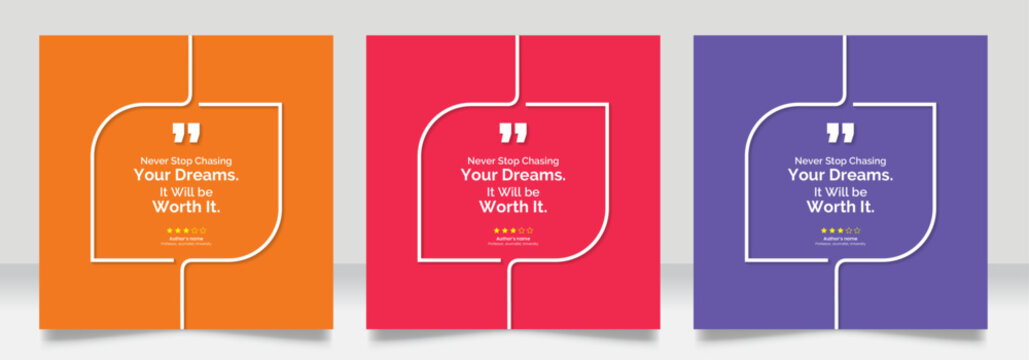 Social media post motivation quote template. 3D bubble testimonial banner, quote, infographic. Good for Inspirational speech bubbles, quote bubbles and text box.