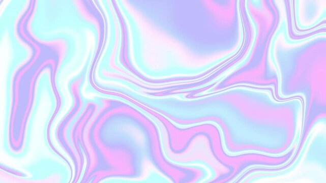 Abstract neon curved 3d Iridescent holographic metallic calm liquid mixing and moving motion gradient satin texture 4k background backdrop marbling loop