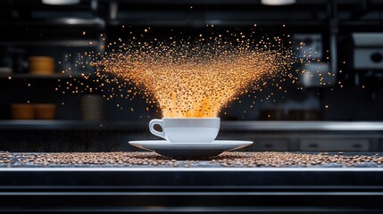 Coffee Explosion in a Cup, Cafe Setting