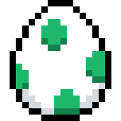 Egg with colorful pattern. Yoshi egg. Dinosaur egg pixel style 