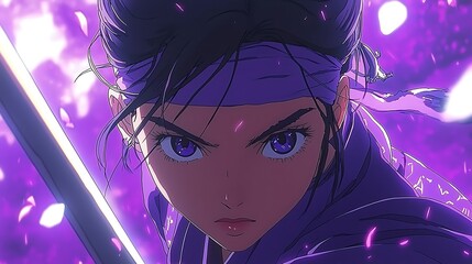 Anime Girl Warrior in Purple Haze.