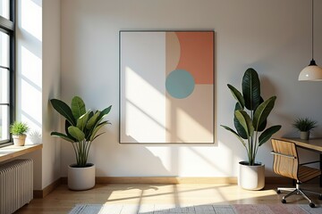 Modern graphic design studio corner showcasing clean, minimalist aesthetics and creative workspace design.