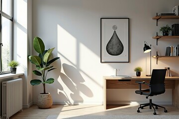 Modern graphic design studio corner showcasing clean, minimalist aesthetics and creative workspace design.