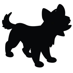 Cute cartoon hand drawn vector fox silhouette.