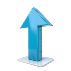 3D Upward Arrow Icon on a Light-Colored Base, 3d blue arrow