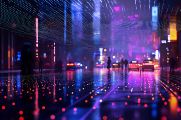 Fototapeta premium This concept combines a smart city and abstract dots