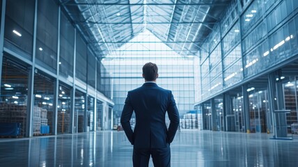 Fototapeta premium A professional in a suit analyzing data with a thoughtful expression, showcasing expertise and focus in a modern workspace.