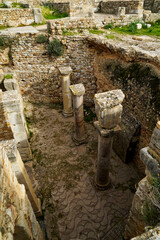 Naklejka premium L'area archeologica di Bulla Regia,con i resti dell'antica città Romana e le abitazioni sotterranee,El Kef , Tunisia