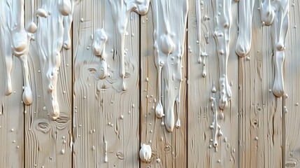 Fototapeta premium Abstract Dripping White Paint on Wooden Planks Background Texture