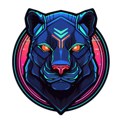 Obraz premium Neon Panther Logo Design - Futuristic Wild Animal Art