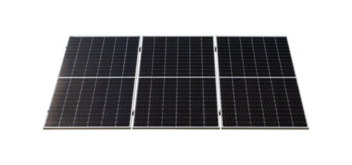 Cut out of large black solar panel front view with low angle view