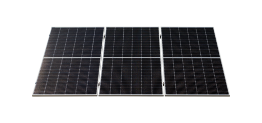 Cut out of large black solar panel front view with low angle view