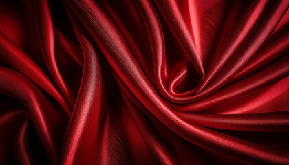 Obraz premium Close-up of red velvet fabric, showcasing its intricate folds that create rich depth and shadow play, emphasizing the luxurious texture and vibrant color.
