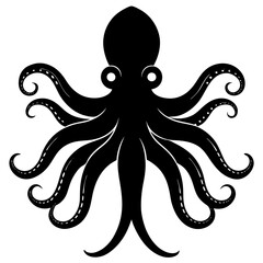 Octopus Silhouette Vector Icon High-Quality Design on White Background.