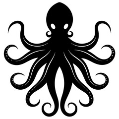 Octopus Silhouette Vector Icon High-Quality Design on White Background.