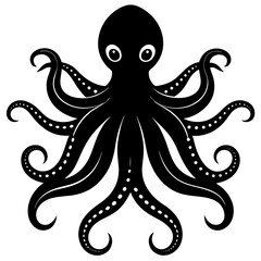 Octopus Silhouette Vector Icon High-Quality Design on White Background.