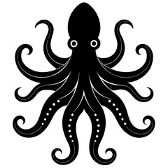 Octopus Logo Silhouette Vector Ideal for Marine & Nautical Themes.