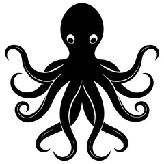 Octopus Logo Silhouette Vector Ideal for Marine & Nautical Themes.