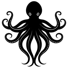 Octopus Logo Silhouette Vector Ideal for Marine & Nautical Themes.