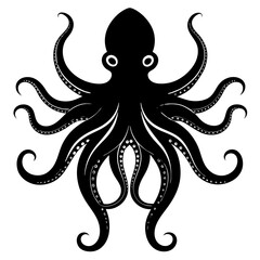 Minimalist Octopus Silhouette Icon Perfect for Logos & Designs.