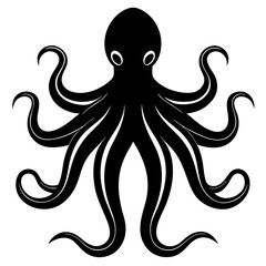 Octopus Silhouette Vector Icon High-Quality Design on White Background.