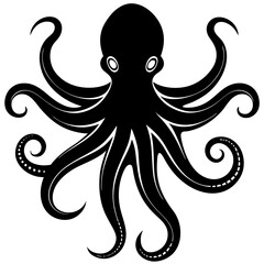 Minimalist Octopus Silhouette Icon Perfect for Logos & Designs.