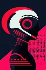 Futuristic Robot Head Design in Bold Colors