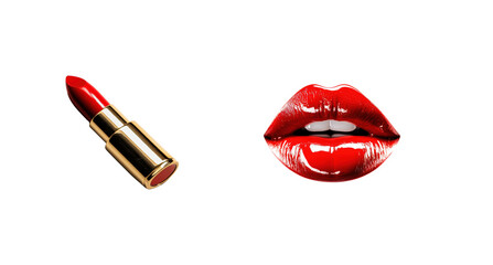 Obraz premium Vibrant Red Lipstick and Glossy Lips for Makeup Enthusiasts