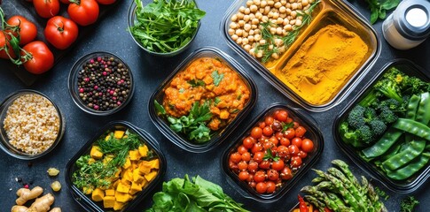 Vibrant meal prep scene featuring turmeric-infused dishes and fresh vegetables for a healthy lifestyle.