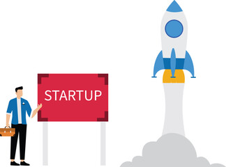 New business project startup and rocket