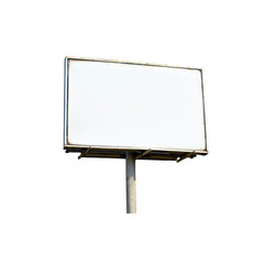 Blank Billboard Sign on a Metal Pole Against a Clear Sky