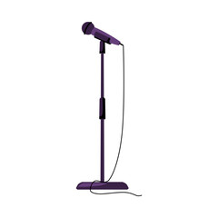 Microphone on stand vector flat icon, concert equipment for singer, musician performance, stand-up show, retro wire mic