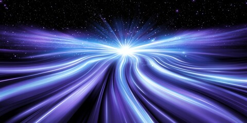 Abstract Cosmic Light Trails Vibrant Blue and Purple Energy Streaming Through Space