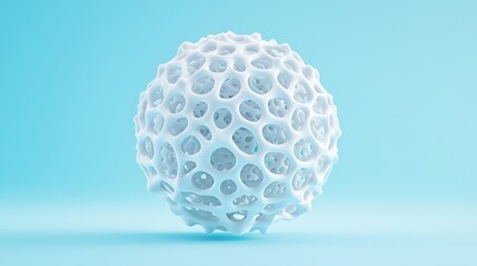 Abstract Structure of a White Sphere on Blue Background