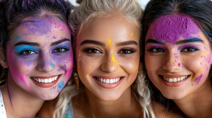 Fototapeta premium Holi Festival Colorful Portraits of Happy Women