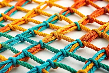 Close-up of a Fishing Net Texture on White Background - High Resolution Stock Photo
