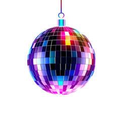 Obraz premium Disco ball holographic 3D icon. neon symbol vector illustration isolated on white background. Generative AI