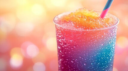 A vibrant and highly detailed illustration of a clear cup showing the multi-colored layers of drink at the bottom of the topioca 
