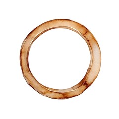 A watercolor image of a brown ring on white background