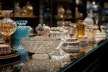 Fototapeta premium Elegant luxury merchandise beautifully arranged on a glossy surface, showcasing sophistication and style.
