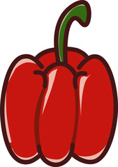 Red Paprika - Fresh and Healthy Vegetable Colored Outline Icons