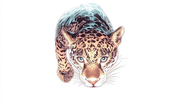 Playful Jaguar Illustration  Big Cat  Wildlife  Animal Portrait  Jungle  Roaring   Predato