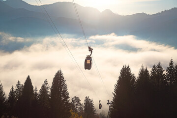 Landscape and ski lift in the Alps