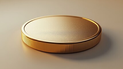 A plain, circular coin with no markings, softly illuminated against a neutral gradient background 