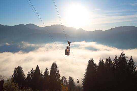 Landscape and ski lift in the Alps