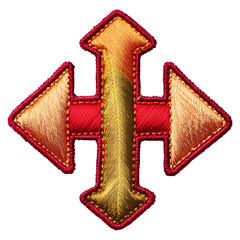 Fototapeta premium Gold And Red Stitched Arrow Cross Patch Design
